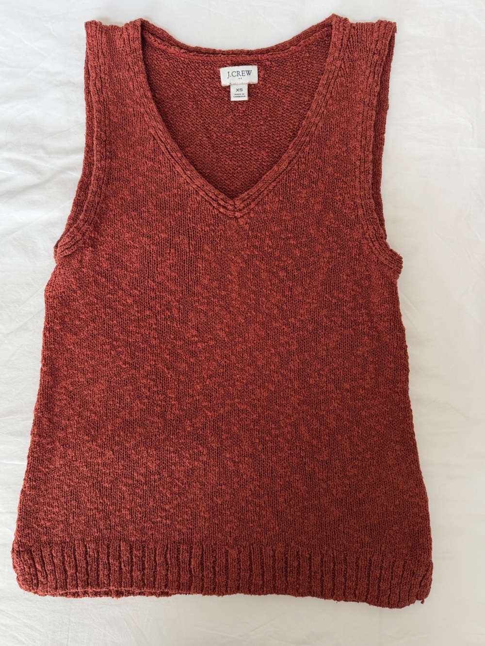 J. Crew V‑Neck Knit Sweater Tank - XS Cinnamon/Burnt Orange